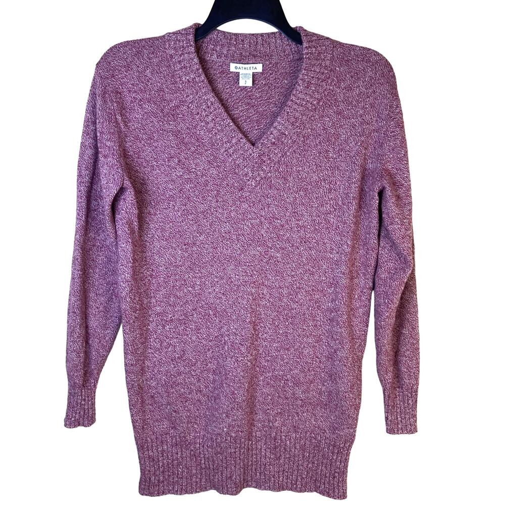 Athleta Cashmere Wool Sweater Women's Small Vital V-Neck Tunic Oversized Layer